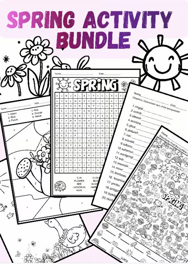 Spring Activity Workbook: Puzzles & Coloring